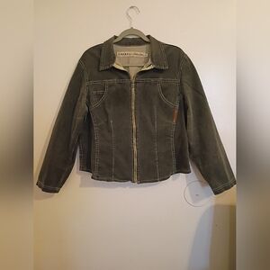 Fiber Jeans By Barbara Lesser Gray Jacket for Women Sz XL